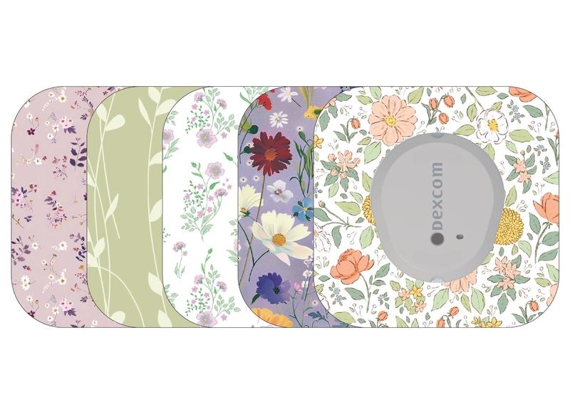 ​Glucomart Mini Dexcom G7 Adhesive Patches with Grip Bumper (5 Count) - Vintage Floral