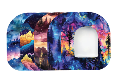 Glucomart Omnipod Adhesive Patches – Hypoallergenic, Waterproof &amp; Fray-Proof for Omnipod 5 and DASH (Pack of 5) - Mystic Mountains