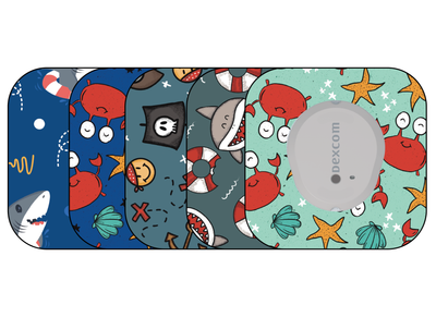 ​Glucomart Mini Dexcom G7 Adhesive Patches with Grip Bumper (5 Count) - Sea Creatures