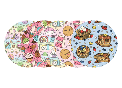 Glucomart Adhesive Patch for Libre, Dexcom G7, and Dexcom Stelo - Kawaii Foods CGM OverPatches 5-Pack