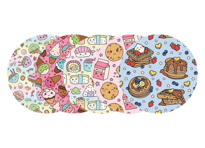 Glucomart Adhesive Patch for Libre, Dexcom G7, and Dexcom Stelo - Kawaii Foods CGM OverPatches 5-Pack