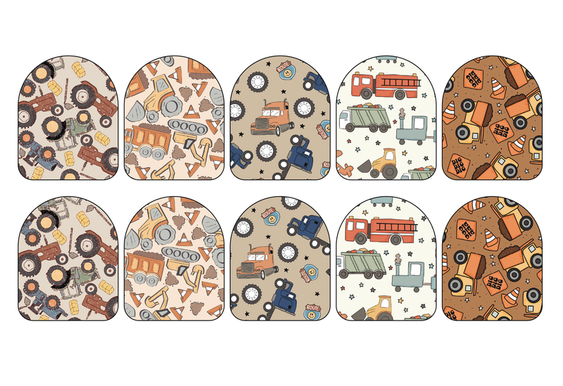 Fabric Stickers for Omnipod | Vehicles 10-Pack