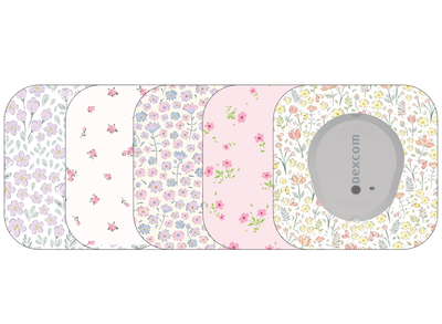 ​Glucomart Mini Dexcom G7 Adhesive Patches with Grip Bumper (5 Count) - Spring Floral