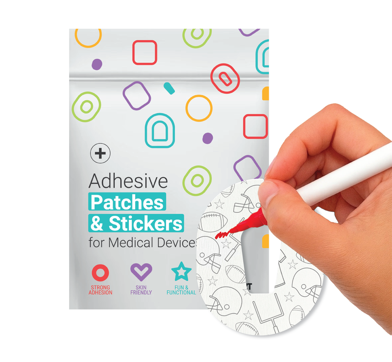 Glucomart Dexcom G6 Adhesive Patches (5-Pack) Color Me Football