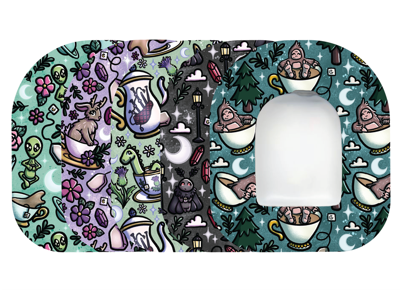 Glucomart Omnipod Adhesive Patches – Hypoallergenic, Waterproof &amp; Fray-Proof for Omnipod 5 and DASH (Pack of 5) - Cryptid Tea Party