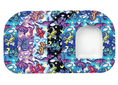 Glucomart Omnipod Adhesive Patches – Hypoallergenic, Waterproof &amp; Fray-Proof for Omnipod 5 and DASH (Pack of 5) - Cute Dragons