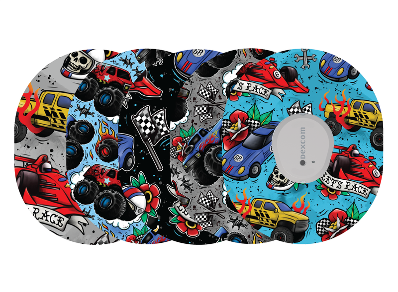 Glucomart Dexcom G7 Adhesive Patches (5-Pack) Cars and Trucks