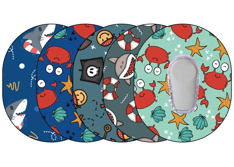 Glucomart Dexcom G6 Patches Sea Creatures Dexcom Adhesive 5-Pack