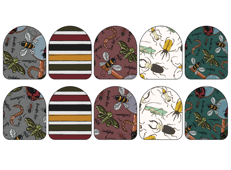 Fabric Stickers for Omnipod (10-Pack) | Bugs