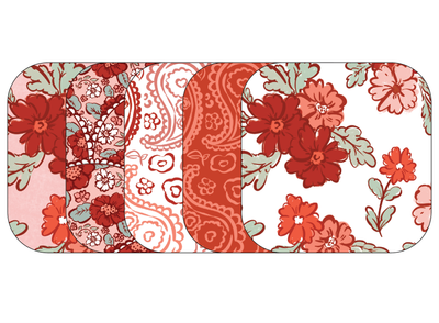 Glucomart Adhesive Patch for Libre, Dexcom G7, and Stelo - Red Floral 5-Pack (No Glue in the Center)