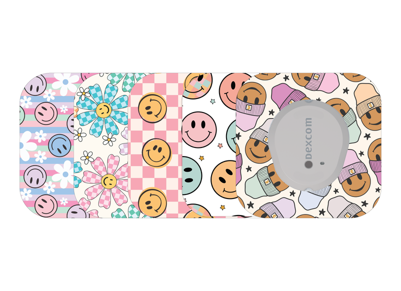 ​Glucomart Mini Dexcom G7 Adhesive Patches with Grip Bumper (5 Count) - Punk Girl