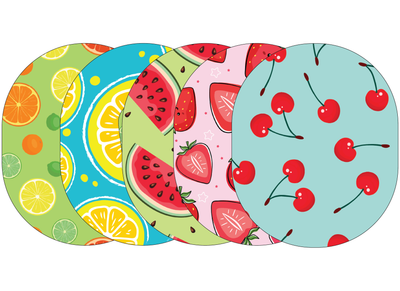 Glucomart Universal CGM Adhesive Patches for Dexcom G6, Dexcom G7, Stelo, Guardian &amp; Libre Sensors | Fruits (5-Pack)