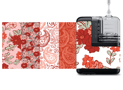 Sticker Decals for Mobi Insulin Pump | Red Floral 5-Pack