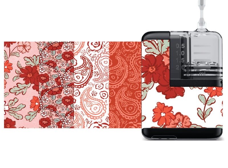 Sticker Decals for Mobi Insulin Pump | Red Floral 5-Pack