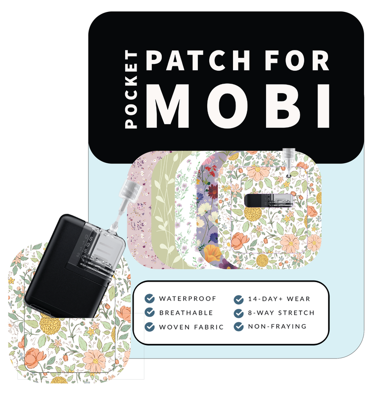 Adhesive Pocket for Mobi Insulin Pump (5-Pack) | Vintage Floral