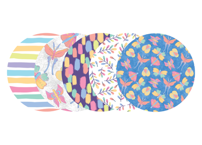 Glucomart Adhesive Patch for Libre, Dexcom G7, and Dexcom Stelo - Pastel Butterfly CGM OverPatches 5-Pack