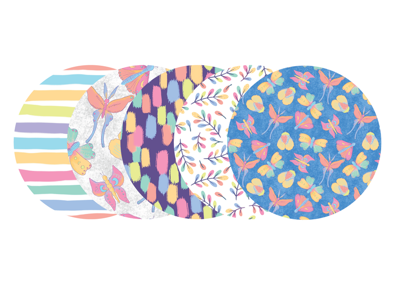 Glucomart Adhesive Patch for Libre, Dexcom G7, and Dexcom Stelo - Pastel Butterfly CGM OverPatches 5-Pack