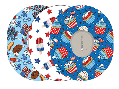 Glucomart Premium Dexcom G7 Adhesive Patches Fourth of July Dexcom G7 Patch 3-Pack