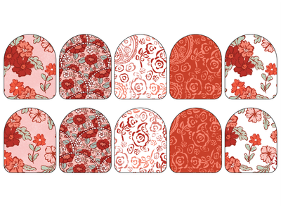 Fabric Stickers for Omnipod | Red Floral 10-Pack