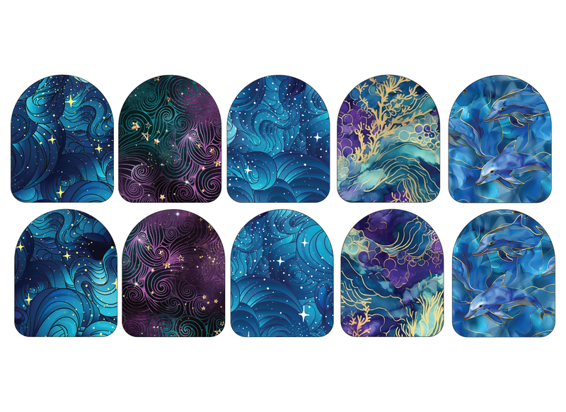 Fabric Stickers for Omnipod (10-Pack) Pacific Wave