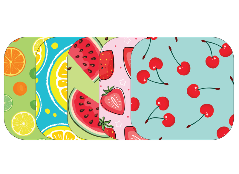 Glucomart Adhesive Patch for Libre, Dexcom G7, and Stelo | Fruits 5-Pack (No Glue in the Center)