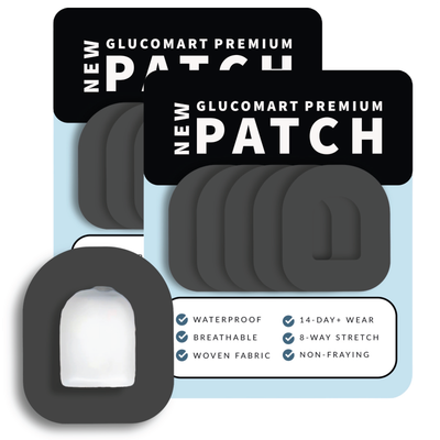 Glucomart Omnipod Patches – Hypoallergenic, Waterproof &amp; Fray-Proof for Omnipod 5 and DASH (Pack of 10) - Black