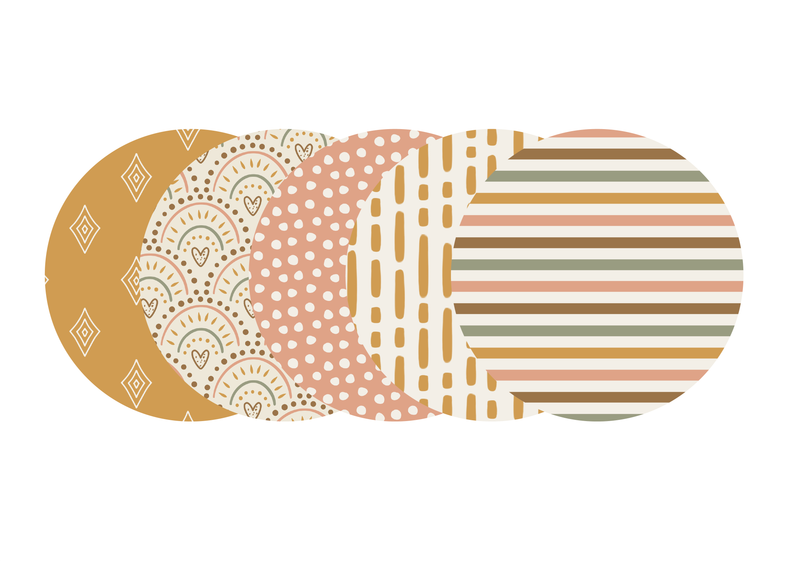 Glucomart Adhesive Patch for Libre, Dexcom G7, and Dexcom Stelo - Boho Dark CGM OverPatches 5-Pack