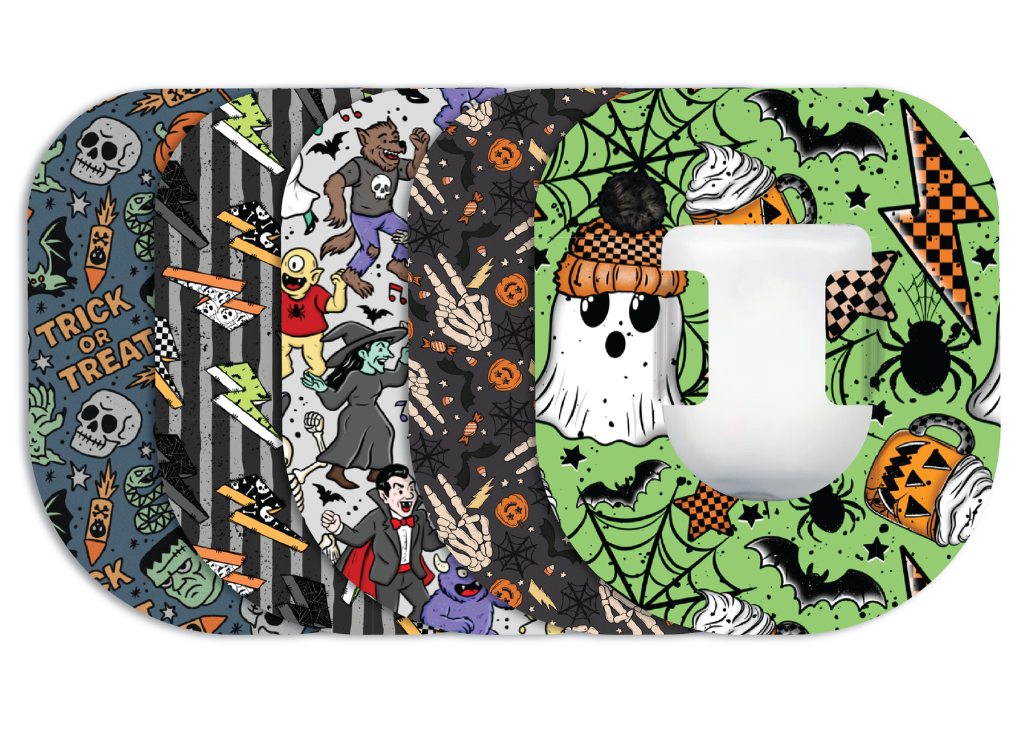 Glucomart Omnipod Adhesive Patches with Security Tabs Hypoallergenic (Pack of 5) - Spook Squad Halloween