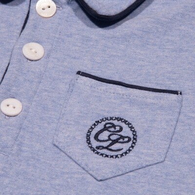 Cyrille short lichtblauw + marine