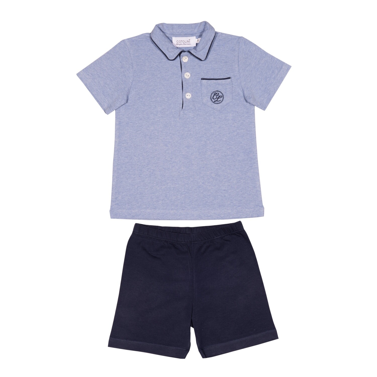 Cyrille short lichtblauw + marine
