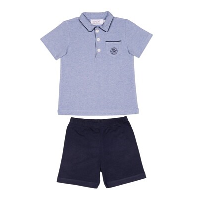 Cyrille short light blue + navy