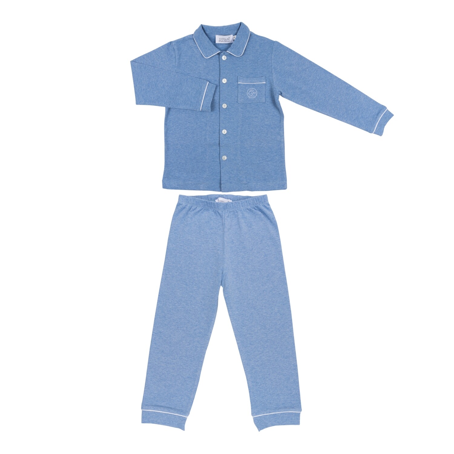 Charlie long light blue + white