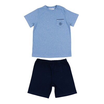 Pyjama short NOA lichtblauw + marine