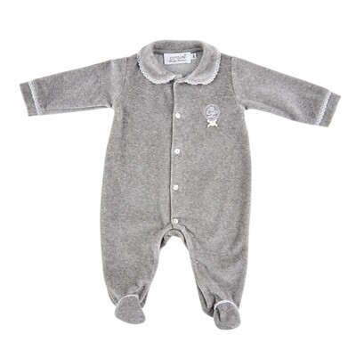 Ymilia velours gris chiné + dentelle