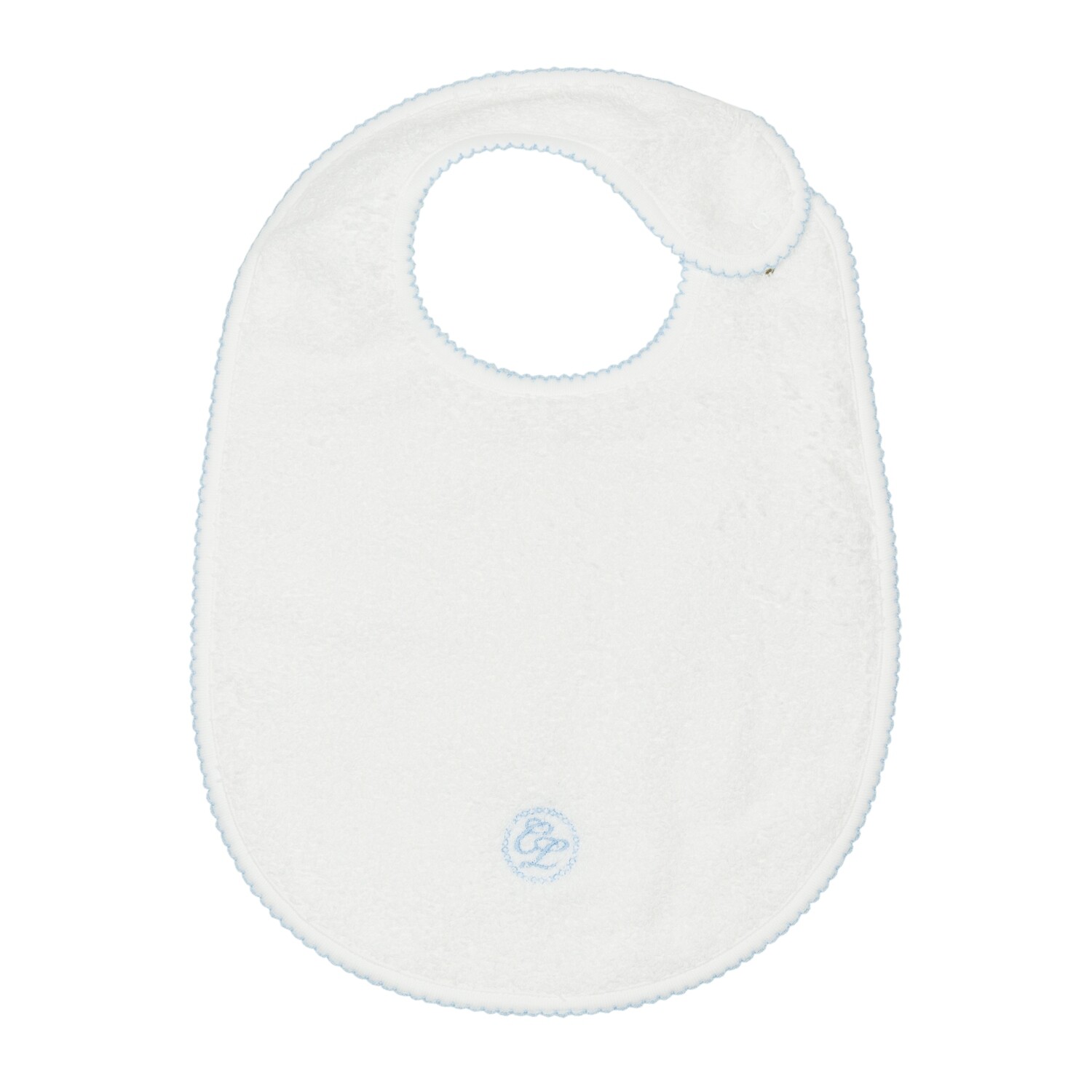 Bib picot white + light blue