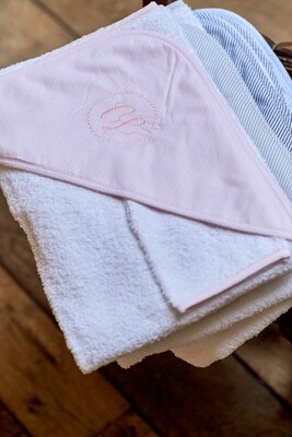 Hooded Towel flannel stripes pink