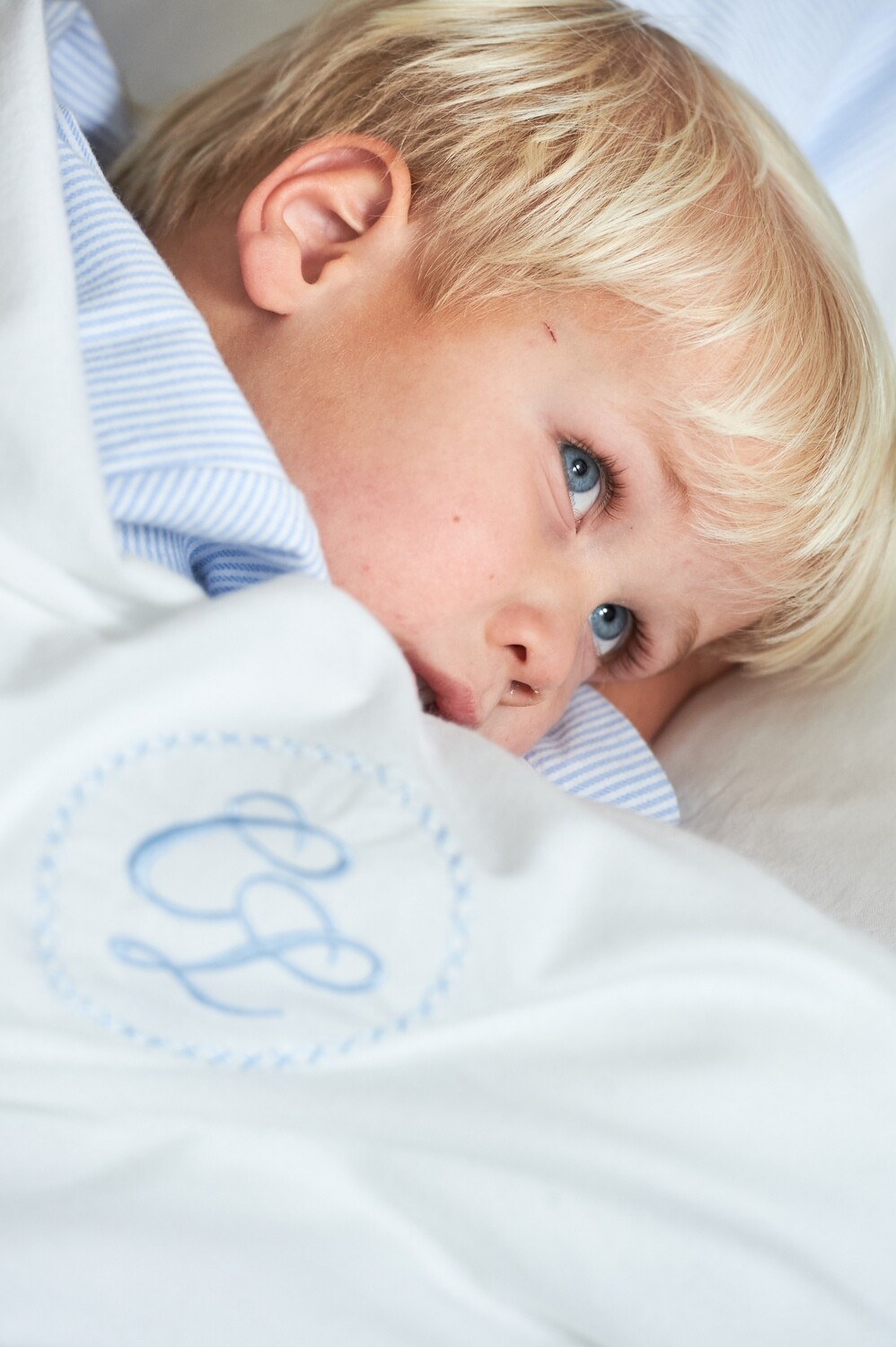 Duvet Cover l&#39;Essentiel white + light blue