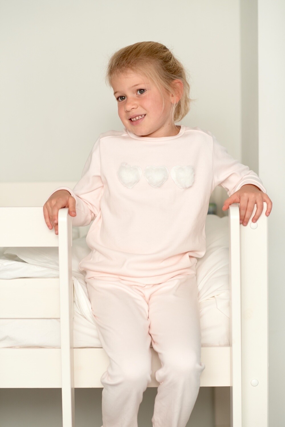 Sweatshirt rose 3 coeurs fourrure