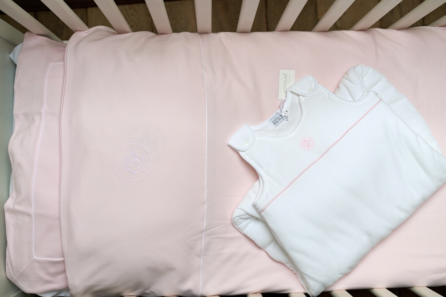 Duvet Cover l&#39;Essentiel soft pink + white