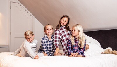 Slaapkleedje Chemise de nuit tartan wit + groen marine