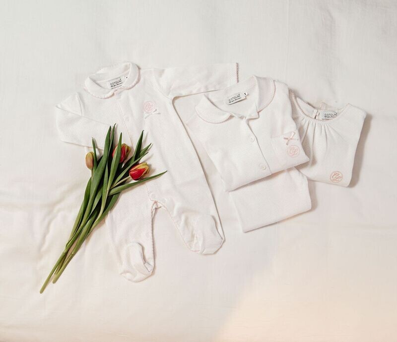 Claudette blanc pois roses
