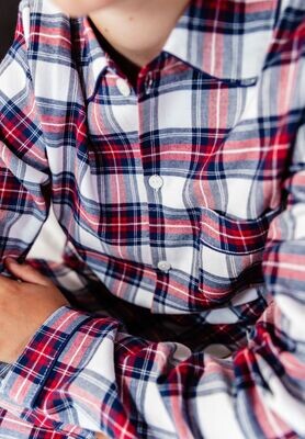 Mathieu W tartan wit + marine
