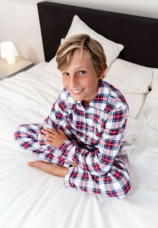 Mathieu W tartan white + navy