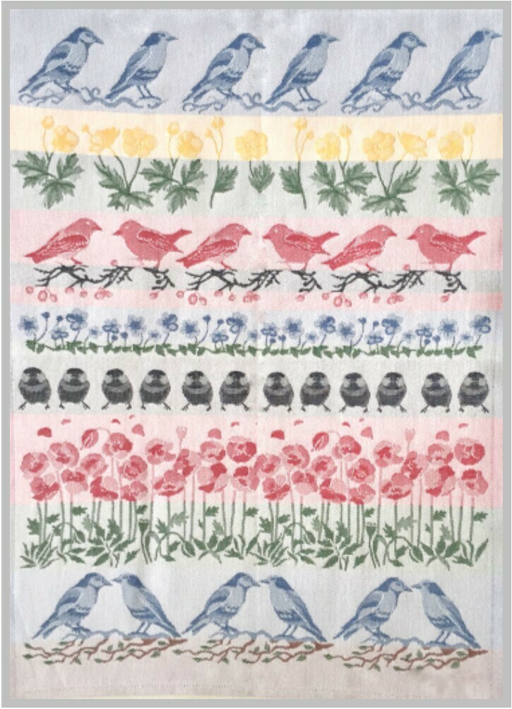 MI Birds & Poppies Tea Towel 
