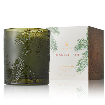 TH Frasier Fir Candle Molded Green Glass Candle