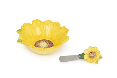 BI Colorful Sunflowers Bowl & Spreader