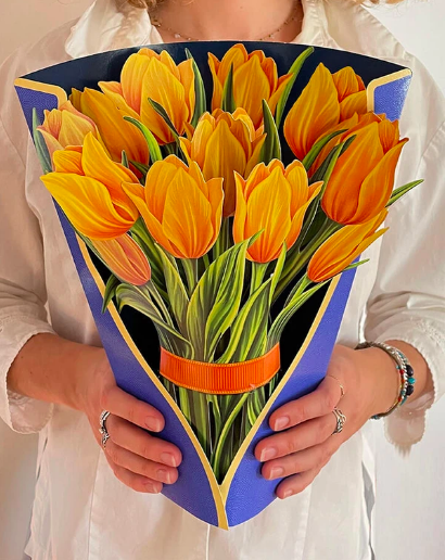 FP Yellow Tulips Flower Bouquet Greeting Card