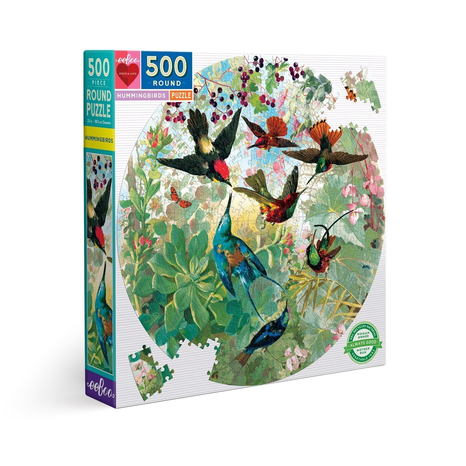 EB Hummingbirds 500 PC Round Puzzle