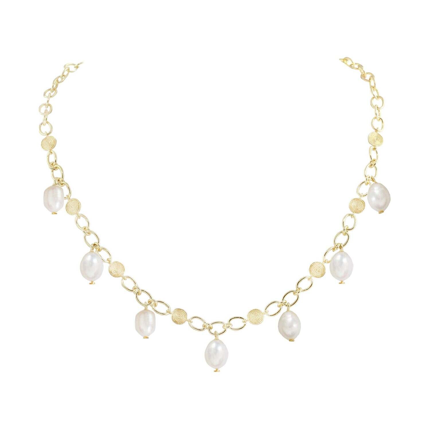 MAM 18k Gold Plated 18" Necklace with Pearls