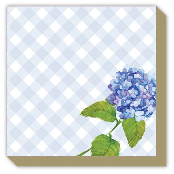 RB Hydrangea with Periwinkle Buffalo Check Luxe Notepad